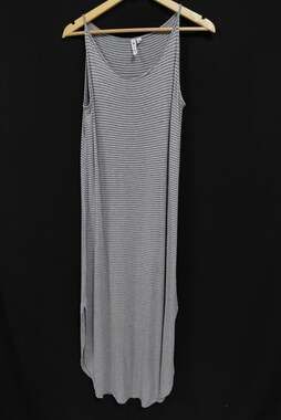 cable & gauge Striped Maxi Dress Gray Sleeveless Long Women See Measurements